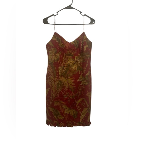 Maggy London Dresses & Skirts - Vintage Maggy London Red and Gold Tropical Cocktail Dress - 8P